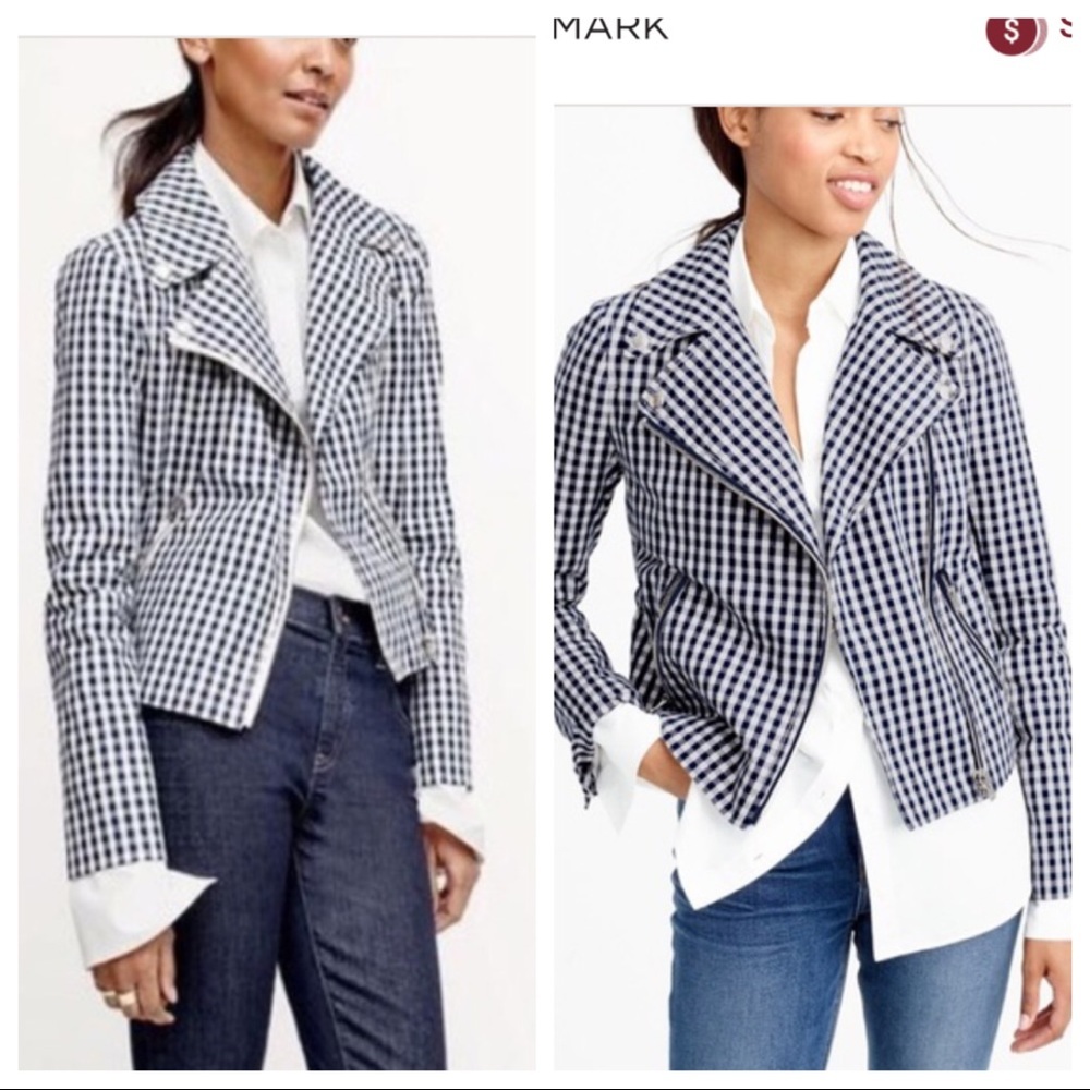 j crew Motorcycle jacket in gingham